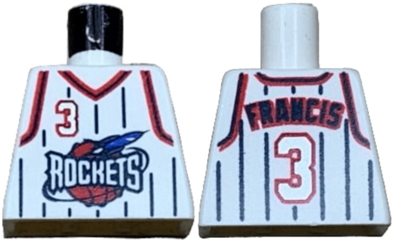 Lego Torso NBA Houston Rockets #3 Francis Pattern / White