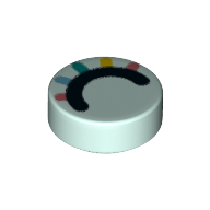 Lego Tile Round 1 x 1 with Close Eye, Dark Pink, Medium Azure, Dark Turquoise, Bright Light Orange, Coral Eyelashes Print / Light Aqua