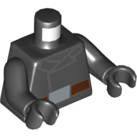 Lego Torso Jacket with Reddish Brown Belt with Silver Belt Buckle / Red Octopus (HYDRA Logo) on Reverse Print, Black Arms and Hands / Black
