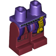 Lego Hips and Dark Red Legs with Dark Purple Robe Tails, Yellow Tassel and Sash Print / Dark Purple