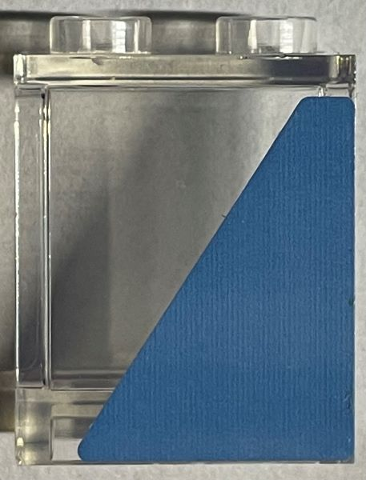 Lego Panel 1 x 2 x 2 with Side Supports - Hollow Studs with Medium Blue Triangle Pattern Model Left Side (Sticker) - Set 75968
