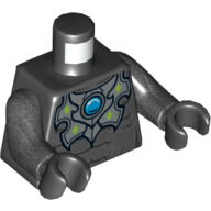 Lego Torso, Armor, Muscles and Blue Round Jewel (Chi) Print, Pearl Titanium Arms, Black Hands