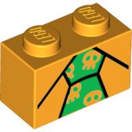 Lego Brick 1 x 2 with Tie with Skulls Print