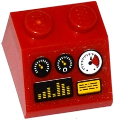 Lego Slope 45 2 x 2 with 3 Gauges, Black and Yellow Screens Pattern (Sticker) - Set 70142 / Red