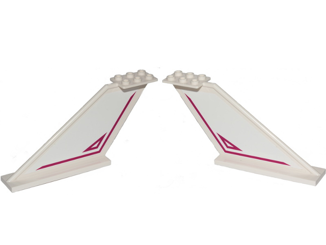 Lego Tail 12 x 2 x 5 with Magenta Stripe and Outlined Triangle Pattern on Both Sides (Stickers) - Set 70849