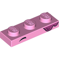 Lego Plate 1 x 3 with Black Eyebrow, Dark Pink Cream Print / Bright Pink