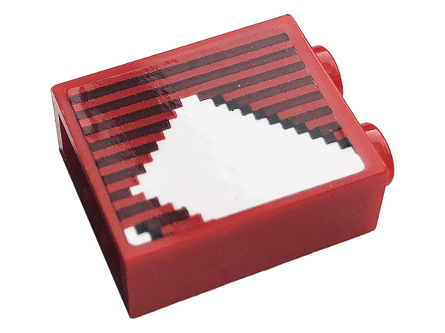 Lego Brick 1 x 2 x 2 with Inside Stud Holder with Gray Stripes and White Stripe Pattern (Sticker) - Set 10272
