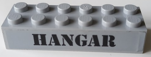 Lego Brick 2 x 6 with Black 'HANGAR' Pattern (Sticker) - Set 60103