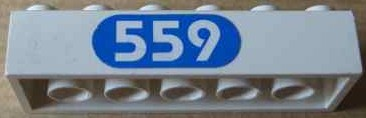 Lego Brick 2 x 6 with White '559' in Blue Oval Pattern (Sticker) - Set 6559