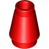 Lego Cone 1 x 1 [Top Groove] / Red