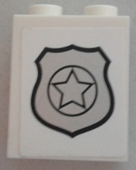 Lego Panel 1 x 2 x 2 with Side Supports - Hollow Studs with Silver Police Badge Pattern (Sticker) - Set 60049