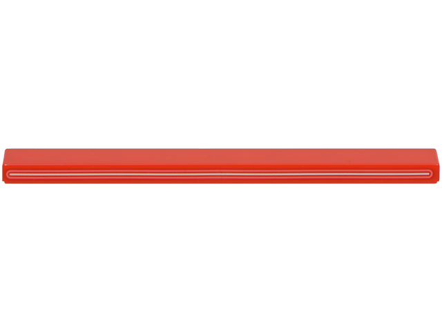 Lego Tile 1 x 8 with White Stripe in Coral Oval Pattern / Red