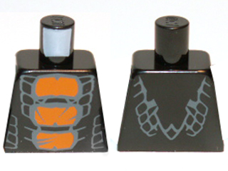 Lego Torso Ninjago Snake with Orange Scales Pattern (Bytar) / Black