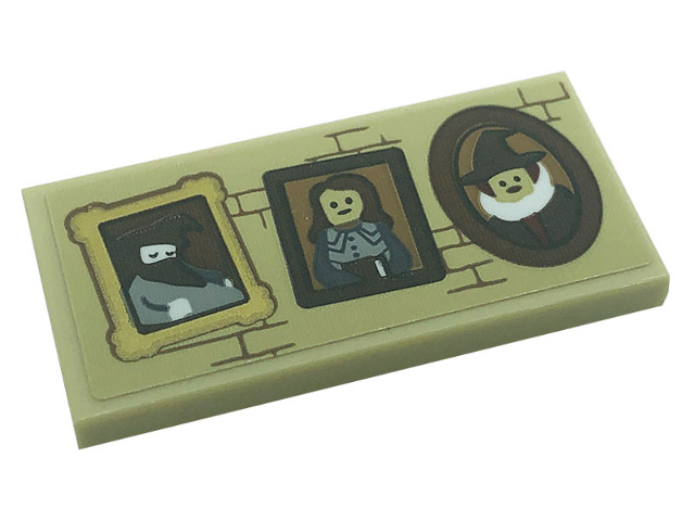 Lego Tile 2 x 4 with 3 Portrait Pictures and Bricks Pattern (Sticker) - Set 71043