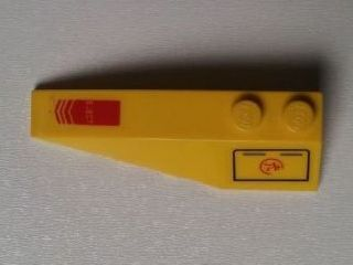 Lego Wedge 6 x 2 Left with Panel and Red Arrow with 'EJECT' Pattern (Stickers) - Set 7712 / Yellow