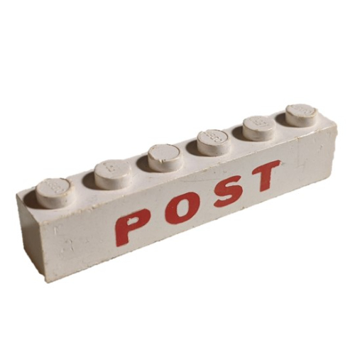 Lego Brick 1 x 6 with 'POST' Red Print