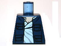Lego Torso SW Open Jacket with Pockets and White Shirt Pattern (Han Solo) / Dark Blue