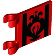 Lego Flag 2 x 2 Square with Black Lines and Fancy Scroll Print / Red