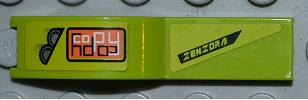 Lego Vehicle, Mudguard 1 x 4 1/2 with Silver Headlights and 'COPY' and 'ZENZORA' Pattern Model Right Side (Stickers) - Set 8186 / Lime