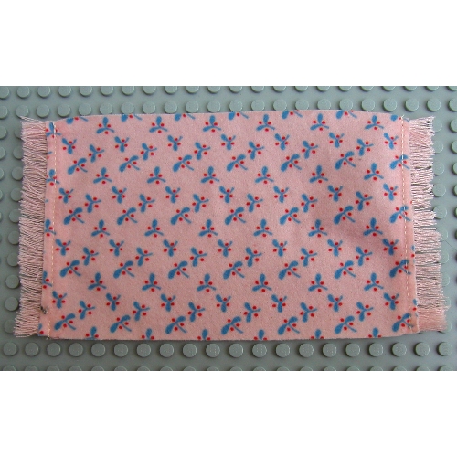 Lego Scala, Rug / Mat with Blue Leaves and Red Berries Print / Light Salmon