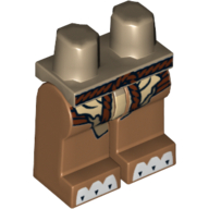 Lego Hips and Medium Nougat Legs with Loincloth, Rope Belt and White Claws Print