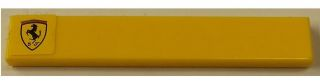 Lego Tile 1 x 6 with Ferrari Logo on Yellow Background Pattern Left (Sticker) - Set 8143 / Yellow