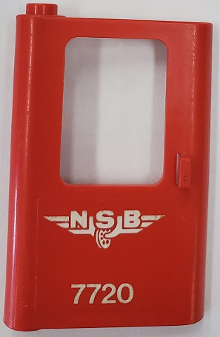 Lego Door 1 x 4 x 5 Train Left, Thin Support at Bottom with White 'NSB 7720' Pattern (Sticker) - Set 7720