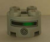 Lego Brick, Round 2 x 2 with Axle Hole with Black and Green Line and Round Speaker Pattern (Sticker) - Set 4981