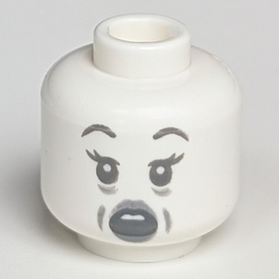 Lego Minifig Head Ghost, Open Mouth Print / White