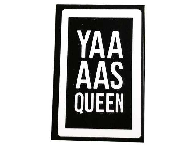 Lego Tile 2 x 3 with 'YAA', 'AAS' and 'QUEEN' with White Border Pattern (Sticker) - Set 10291