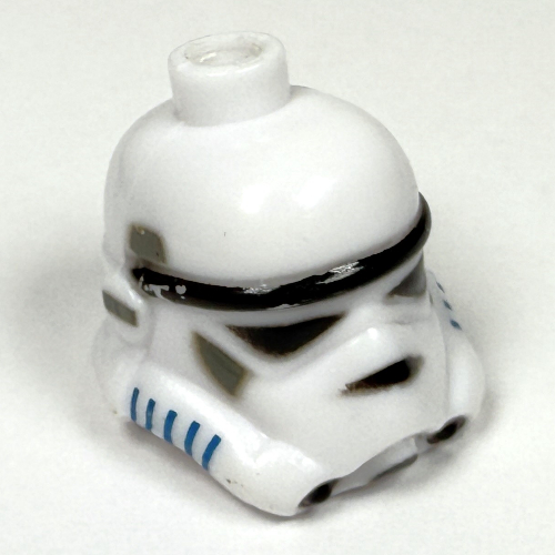 Lego Pen Bead, Helmet, Stormtrooper with Azure Vents Print / White
