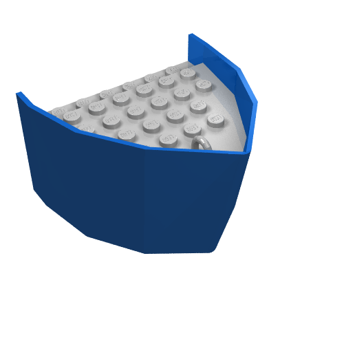 Lego Boat Hull Section, Bow 6 x 8 x 3 1/3 with Light Gray Deck / Blue