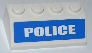 Lego Slope 45 2 x 4 with White 'POLICE' on Blue Background Wide Pattern (Sticker) - Set 7286 / White