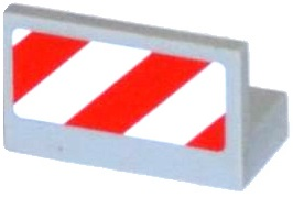 Lego Panel 1 x 2 x 1 with Red and White Danger Stripes Pattern Model Left Side (Sticker) - Set 60079 / Light Bluish Gray