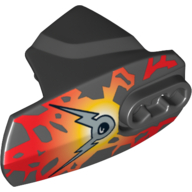 Lego Large Figure Limb Cover, Size 5, Armor with Ball Joint Socket with Fire and Silver Double Lightning Bolt Print (Nitroblast)
