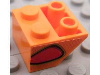 Lego Slope, Inverted 45 2 x 2 with Flat Bottom Pin with Red Flame Bubble Pattern Model Right Side (Sticker) - Set 8484