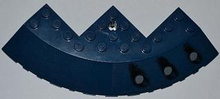 Lego Brick, Round Corner 10 x 10 with Slope 33 Edge, Axle Hole, Facet Cutout with 3 Launch Tubes Pattern Model Right (Sticker) - Set 8018 / Dark Blue