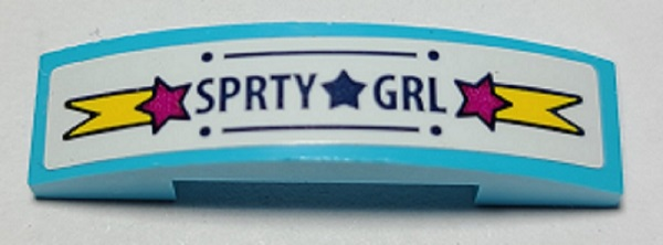 Lego Slope, Curved 4 x 1 x 2/3 Double with Stars and 'SPRTY GRL' Pattern (Sticker) - Set 41364