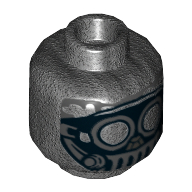 Lego Minifig Head Unkar's Thug, Mask with Goggles and Metal Mouth Grate Print [Hollow Stud] / Pearl Titanium
