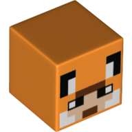 Lego Minifig Head Special, Cube with Pixelated Fox Face Print / Orange