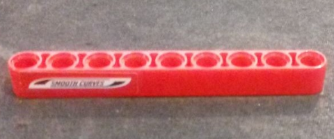 Lego Technic, Liftarm Thick 1 x 9 with 'SMOOTH CURVES' Pattern Model Right Side (Sticker) - Set 42000 / Red