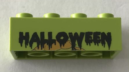 Lego Brick 2 x 4 with Legoland Deutschland Halloween 2004 Pumpkin Pattern 1 of 3