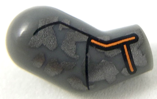Lego Arm, Right with Dark Silver Camouflage and Orange Trim Pattern / Dark Bluish Gray