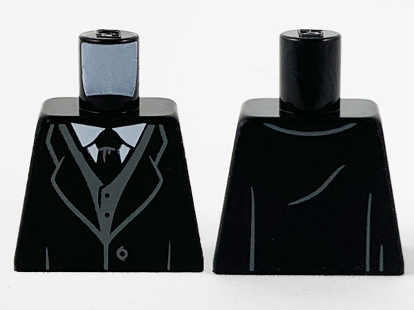 Lego Torso Coat and Tie, White Shirt and Dark Bluish Gray Vest Pattern / Black