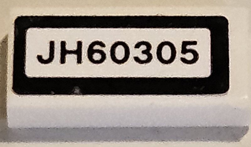 Lego Tile 1 x 2 with 'JH60305' Pattern (Sticker) - Set 60305
