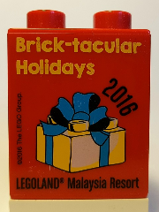 Lego Duplo, Brick 1 x 2 x 2 with Brick-tacular Holidays 2016 LEGOLAND Malaysia Resort Pattern