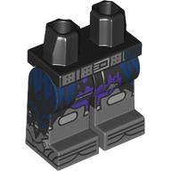 Lego Hips with Black Legs and Dark Bluish Gray Boots Pattern with Belt, Torn Coat Tails, Dark Blue Decorations, Dark Purple Loin Cloth Print / Black