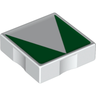 Lego Duplo Tile 2 x 2 with Shape Green Inverse Triangle Print / White
