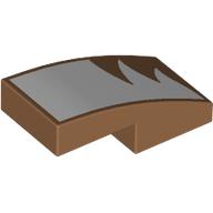 Lego Brick Curved 2 x 1 No Studs with White Fur Print