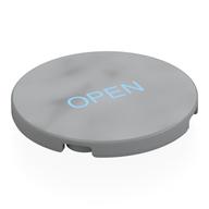 Lego Tile Round 4 x 4 with Bright Light Blue 'OPEN' Print